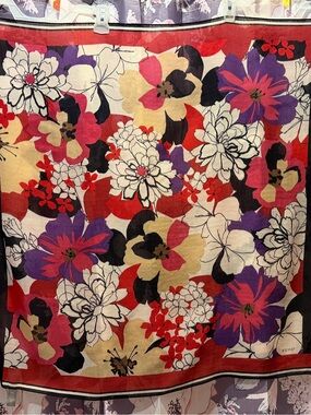 Echo Floral Scarf in Purple, Red, Cream, Black